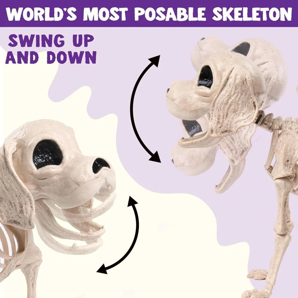 Posable Halloween Dog Skeleton With Realistic Movable Joints For Lawn Party