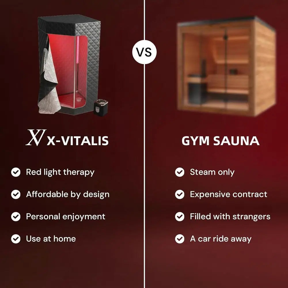 Steam Sauna With Red Light Therapy Panel For Home Spa
