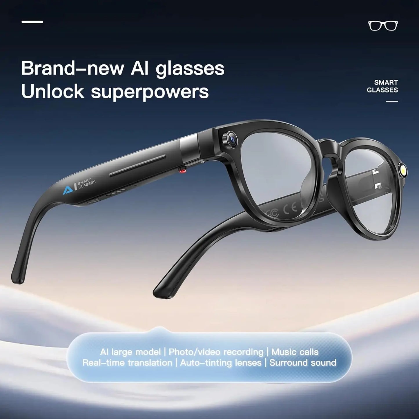 AI Smart Glasses With 8MP Camera Real Time Translation