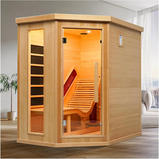 SMARTMAK Far Infrared Hemlock Wood Sauna Indoor Spa