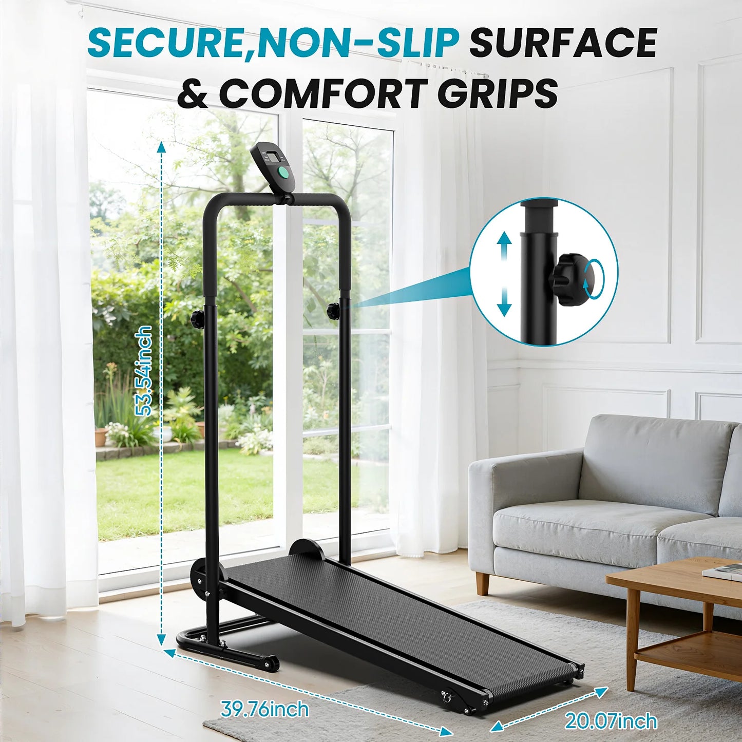 AKLUER Non Motorized Foldable Treadmill For Small Homes