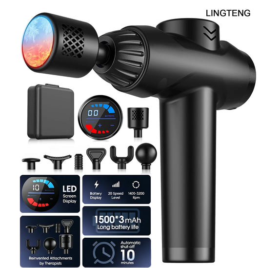 LINGTENG Massage Gun With Hot Cold Functions And 7 Heads