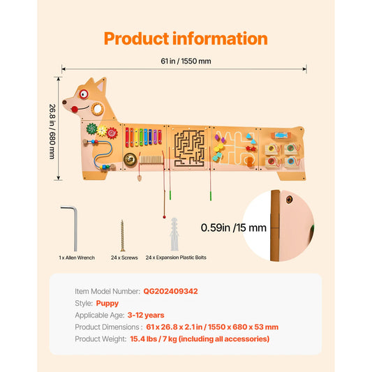 SucceBuy Puppy Kids Wall Busy Panels 12 Activities Board Montessori