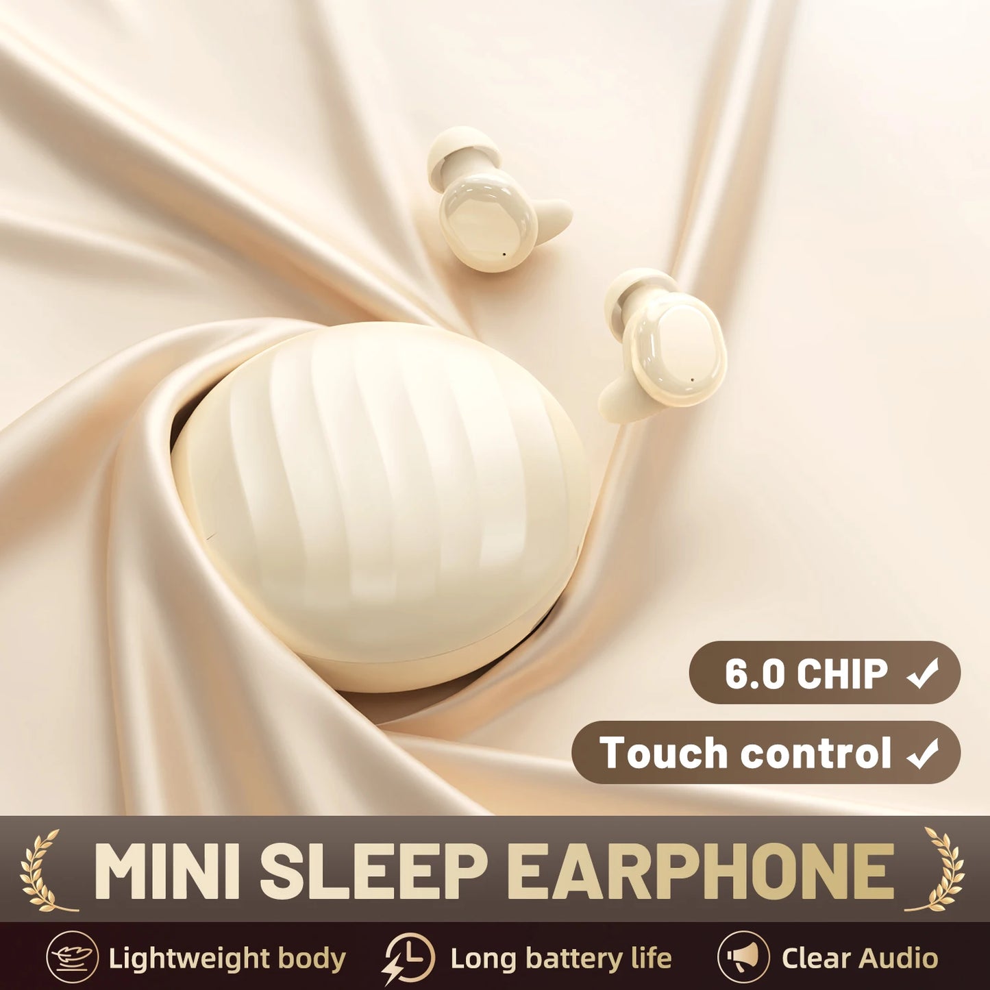 Shuke Sk49 Bluetooth Wireless Sleep Earbuds Noise Canceling With Case