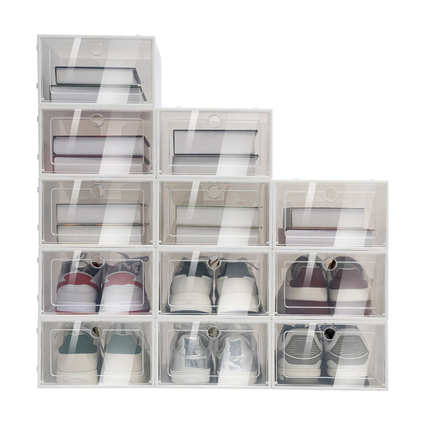 Bymaocar Stackable Shoe Boxes 24 Pack Large Plastic Organizer