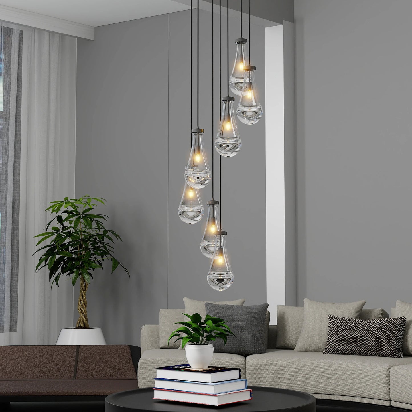 LONGREE 7 Light Pendant Chandelier With Adjustable Hanging Cord