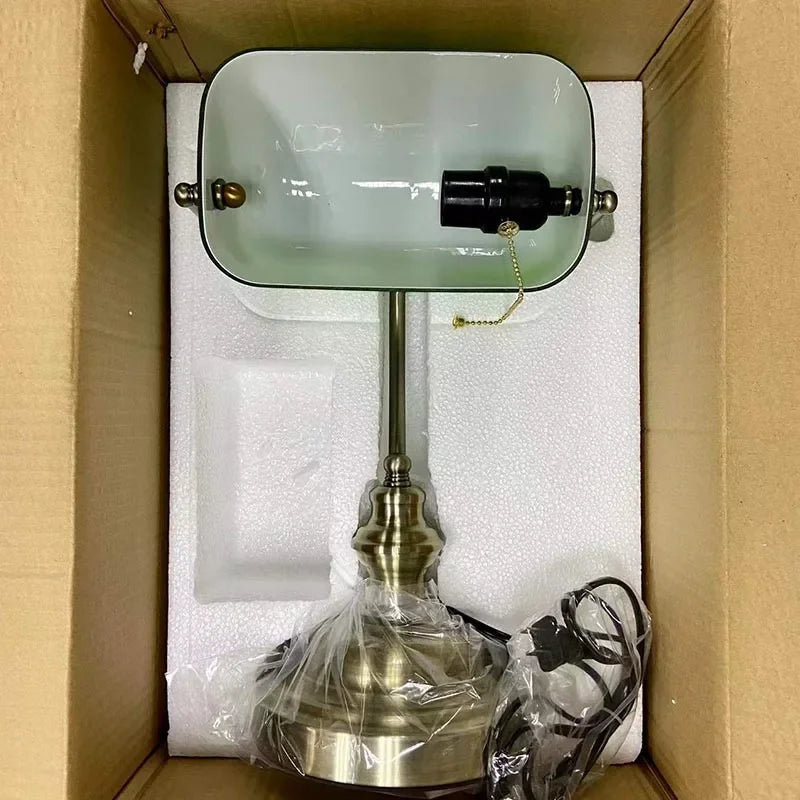Newrays Desk Lamp Glass Banker Lamp Zipper Switch Home Office