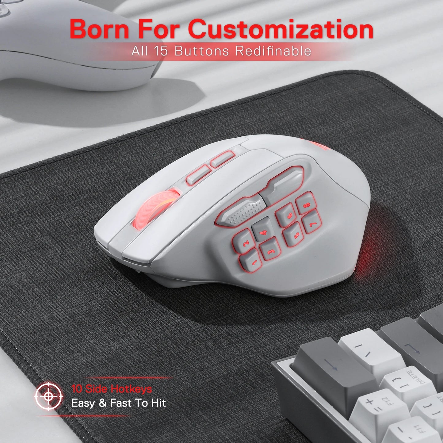 Redragon M811 PRO Wireless MMO Gaming Mouse 15 Programmable Buttons