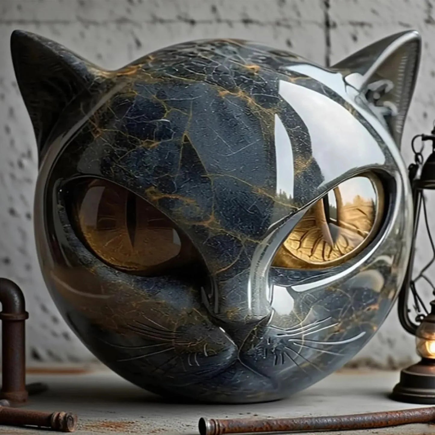 Resin Cat Stone Figurine Keepsake For Desk Decor And Gift