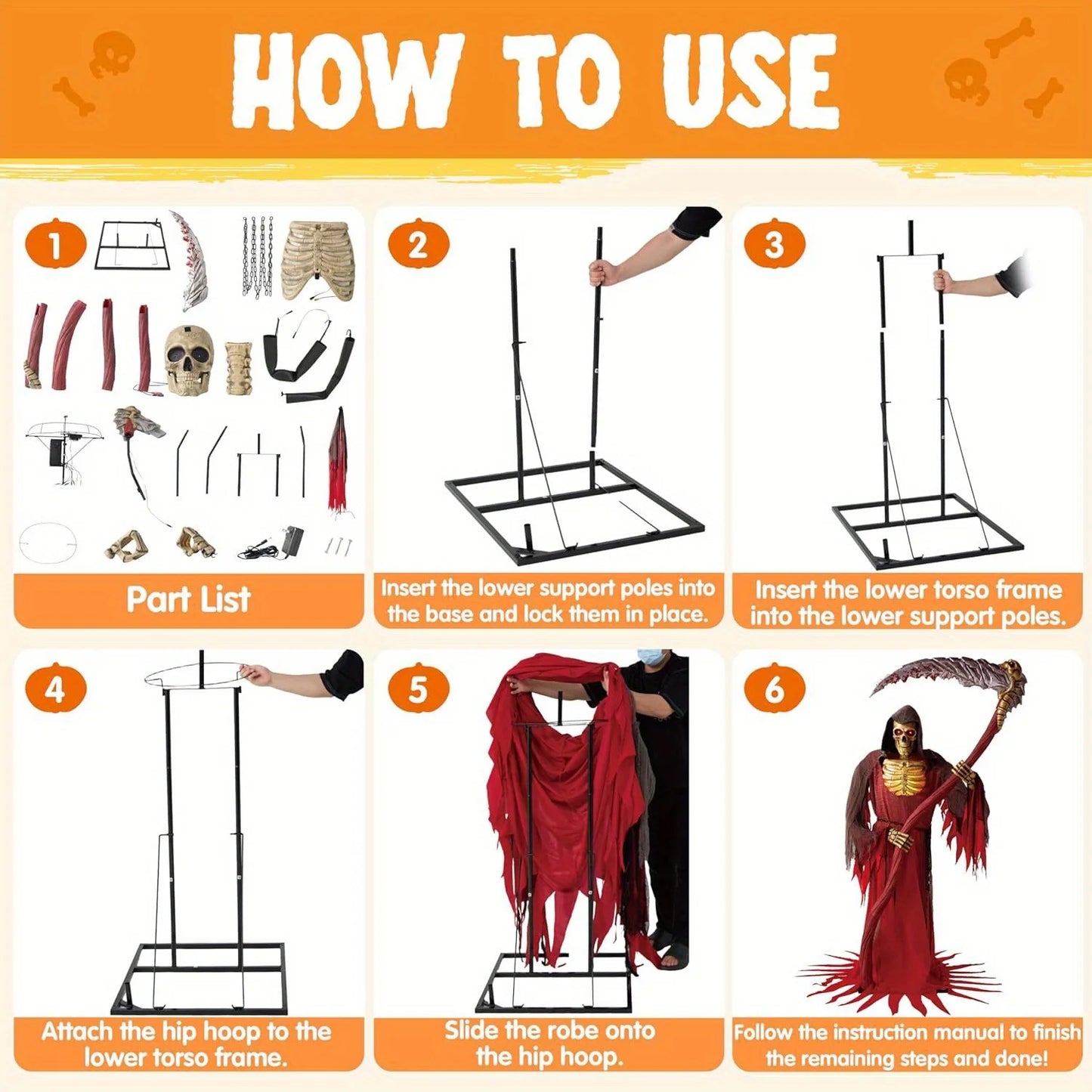 Animated Grim Reaper Halloween Decor With Motion Sensor And Scythe