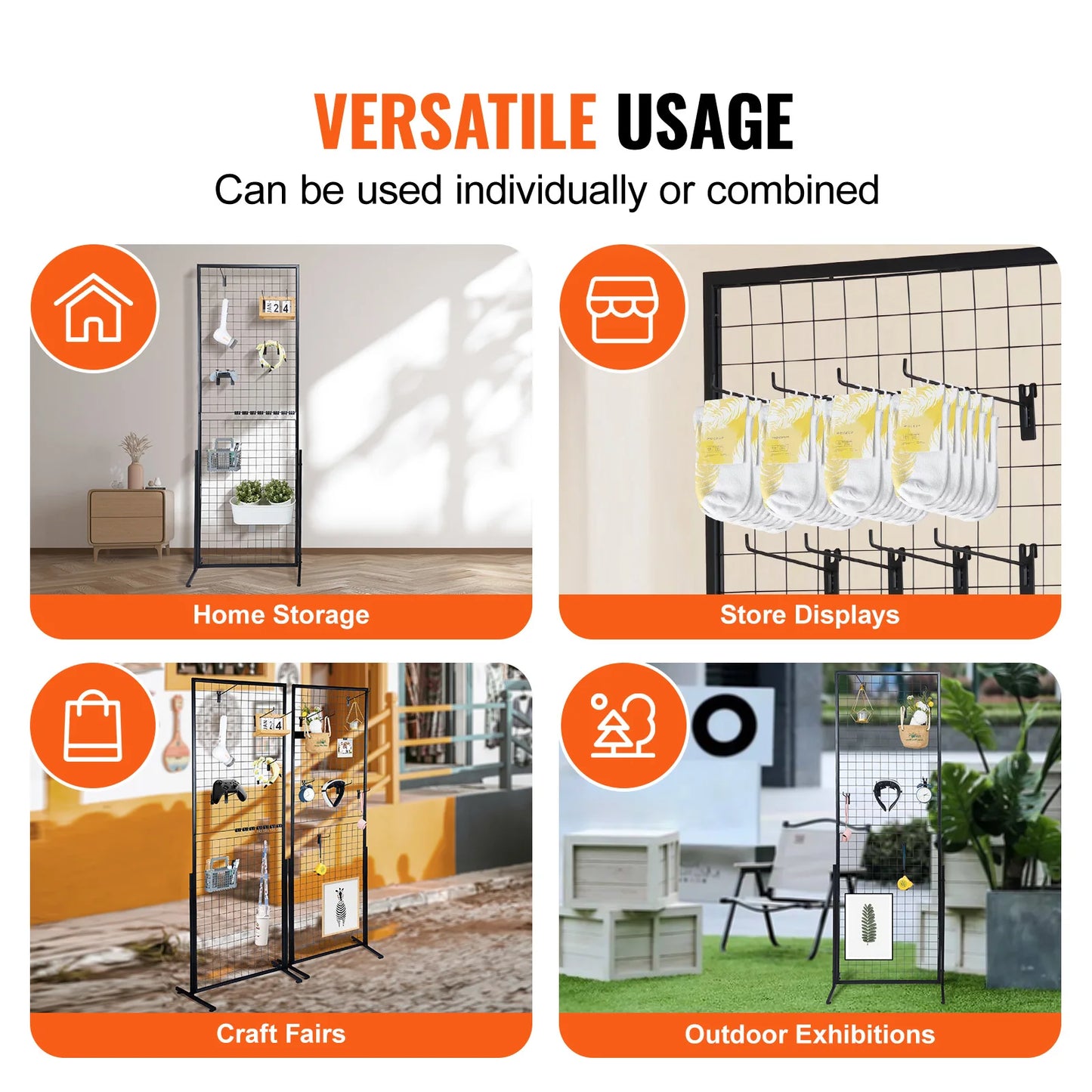 SucceBuy Grid Wall Panels Double Sided Wire Gridwall Display Racks