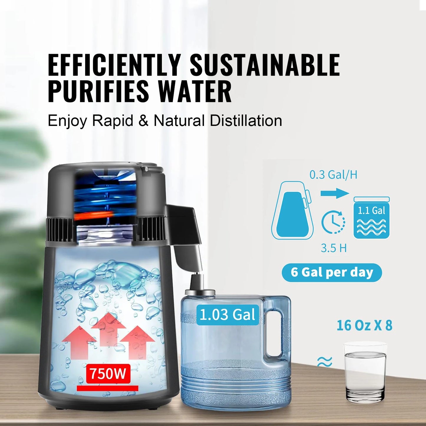 SucceBuy Water Distiller Countertop Pure Water Purifier