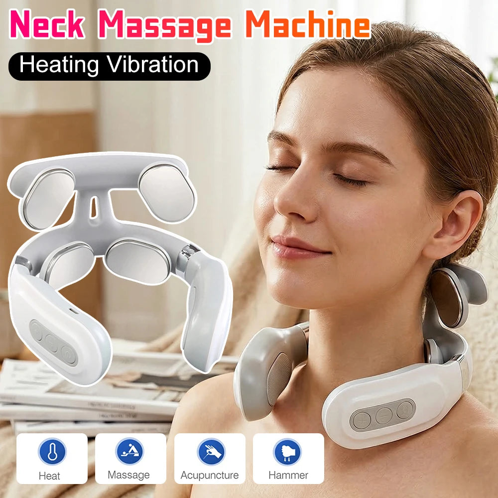 Portable Four Heads Back Massager USB Rechargeable Instrument