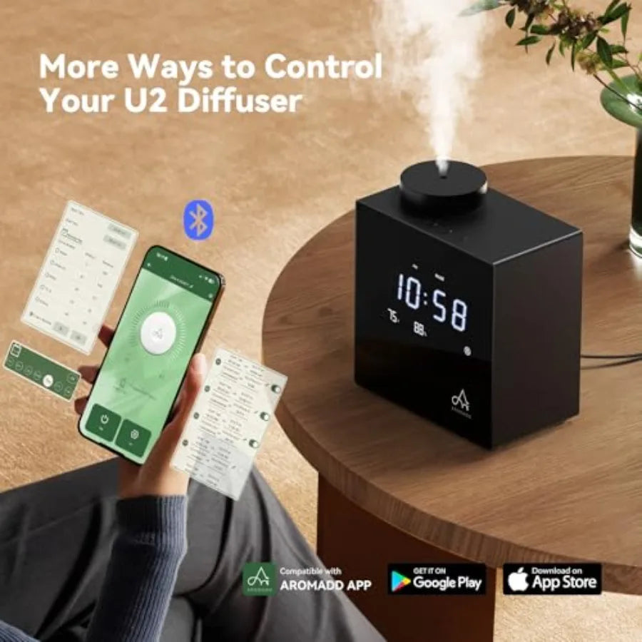 Smart Waterless Diffuser For Home And Large Rooms With Clock