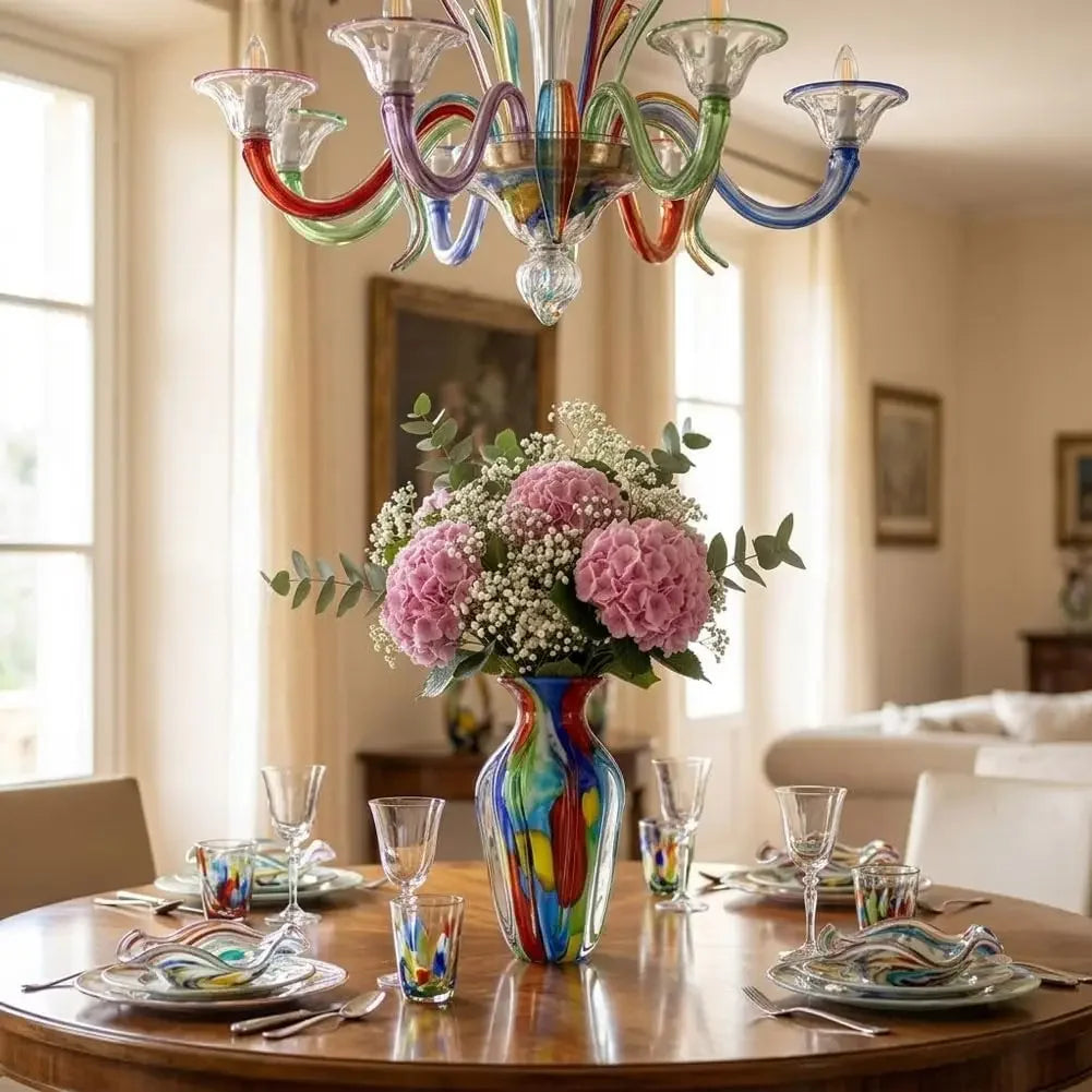 Hand Blown Glass Flower Vase Home Decor Accent Piece