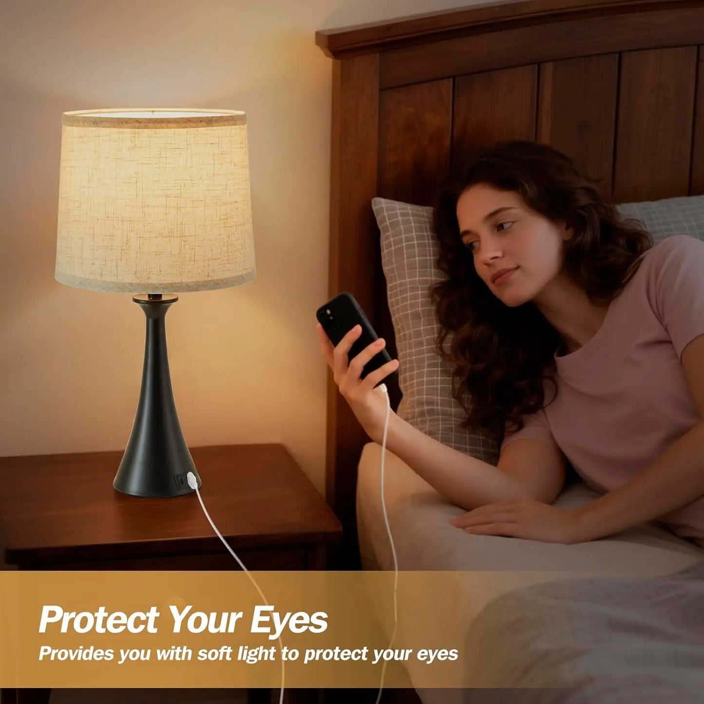 Touch Lamp Pair With USB-C Ports And Three-Way Dimming