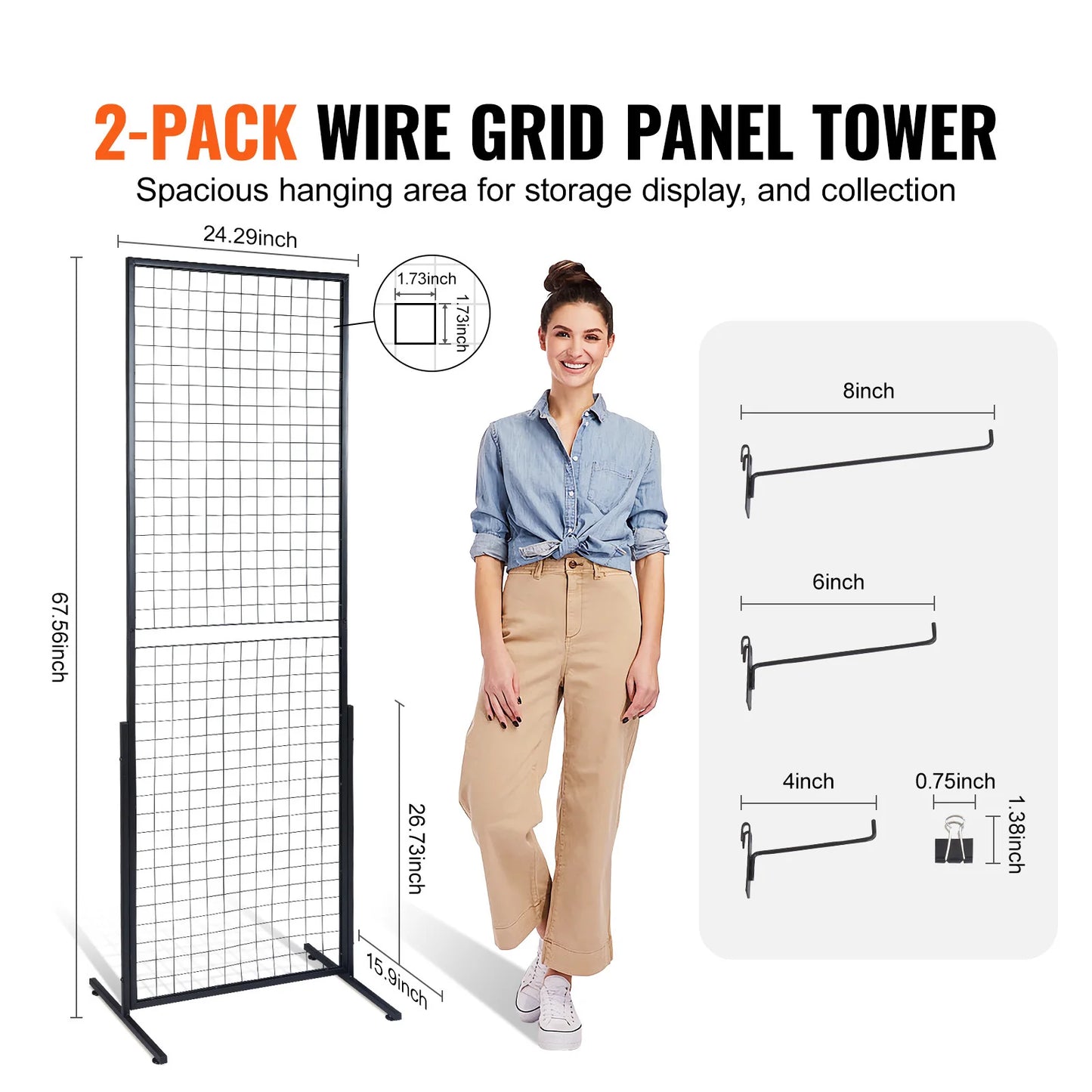 SucceBuy Grid Wall Panels Double Sided Wire Gridwall Display Racks