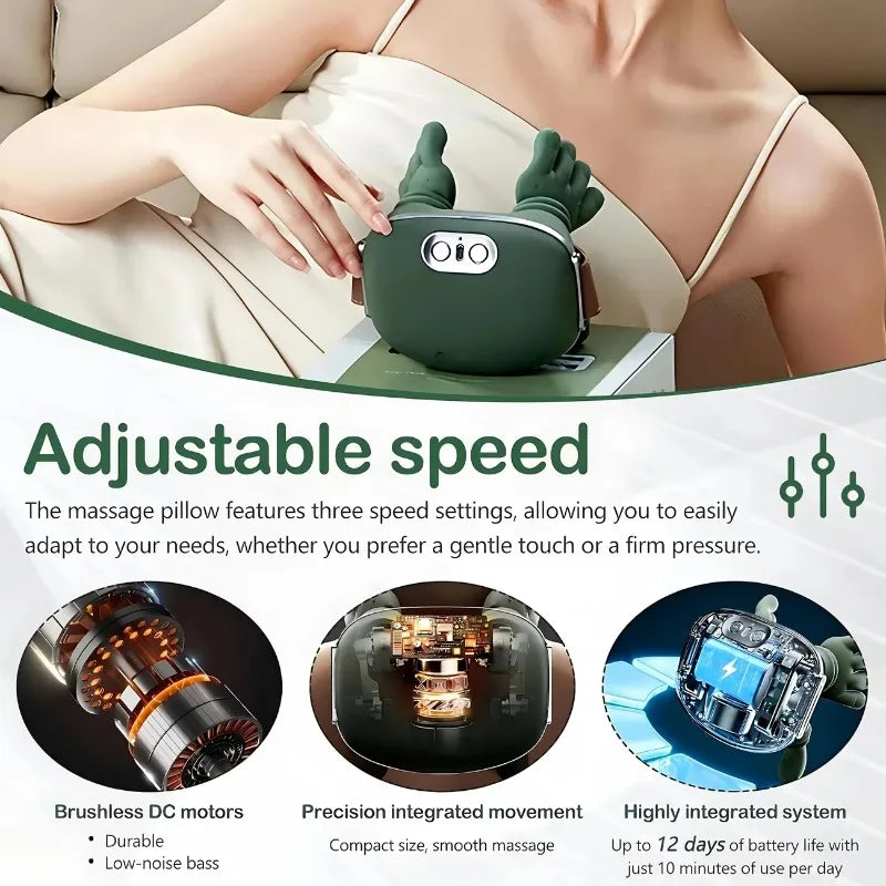 Neck And Shoulder Massager Shiatsu Pillow With Heat Wireless Portable