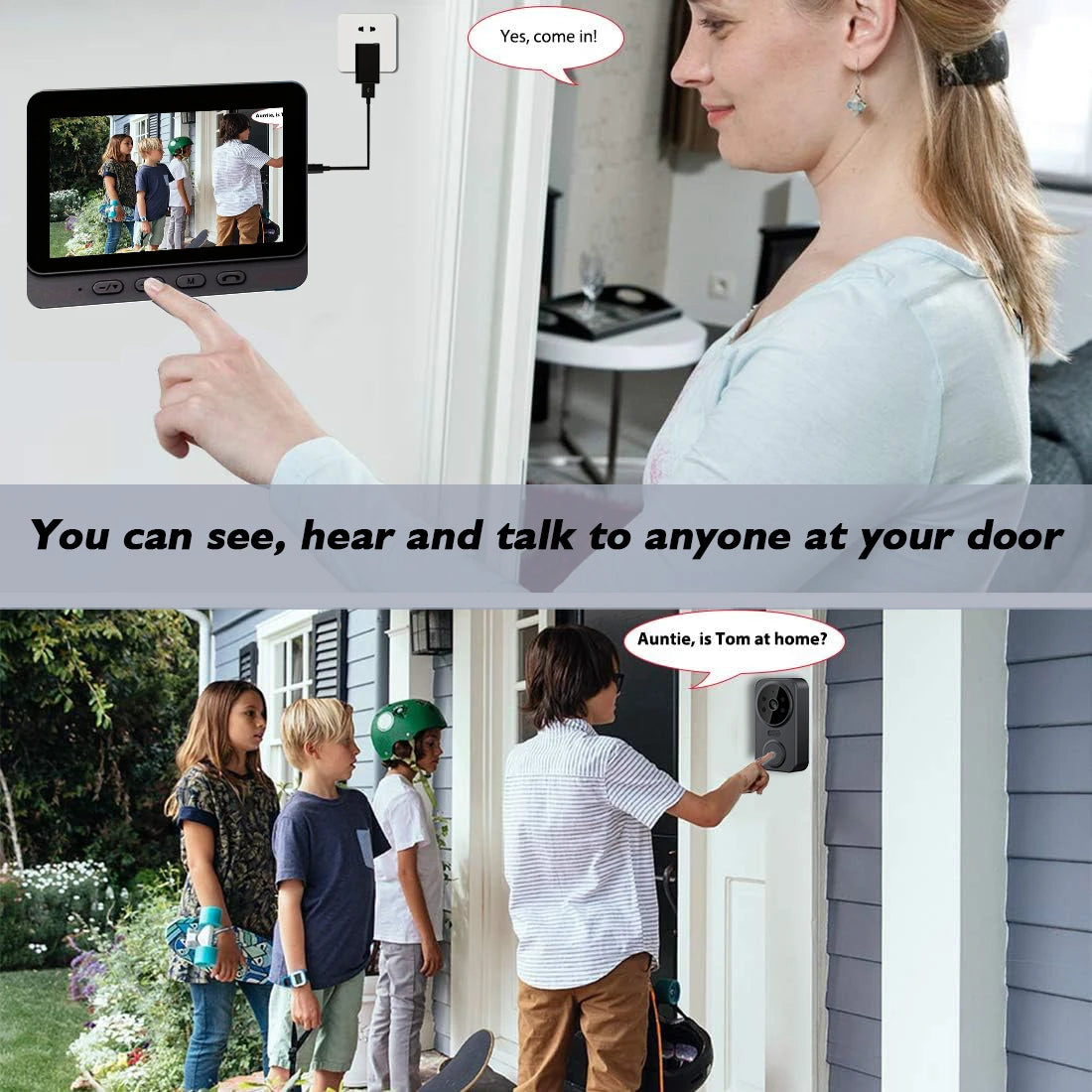 XBIBI WiFi Video Doorbell With 720P HD Camera And Two Way Intercom