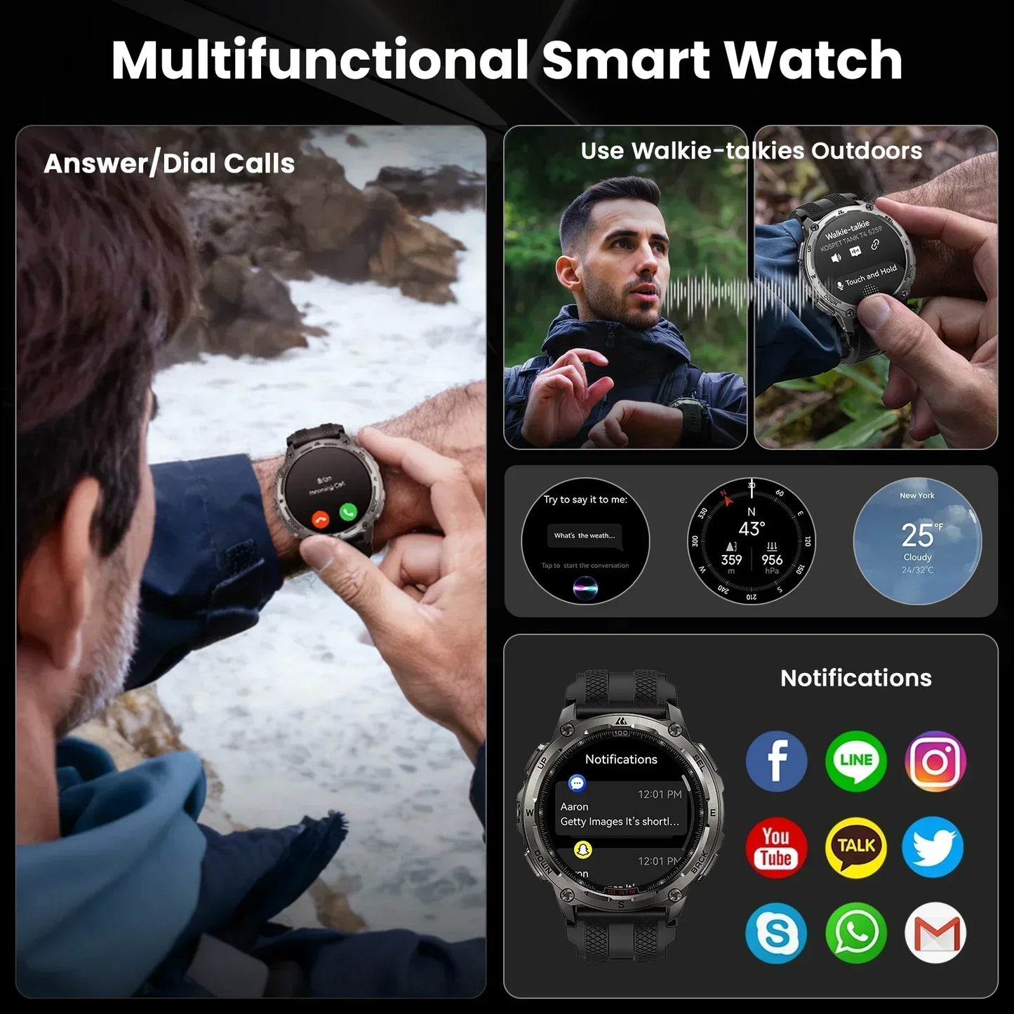 KOSPET Tank T4 Smartwatch With GPS And Heart Rate Tracking