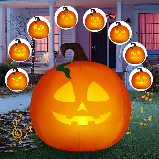 Joyfy Halloween Inflatable Pumpkin With Projector Face And Music Decor