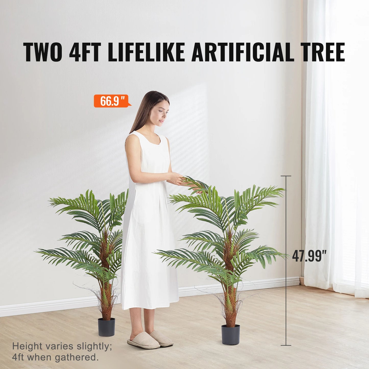 SucceBuy Artificial Palm Tree Faux Plant With Anti Tip Stability For Home