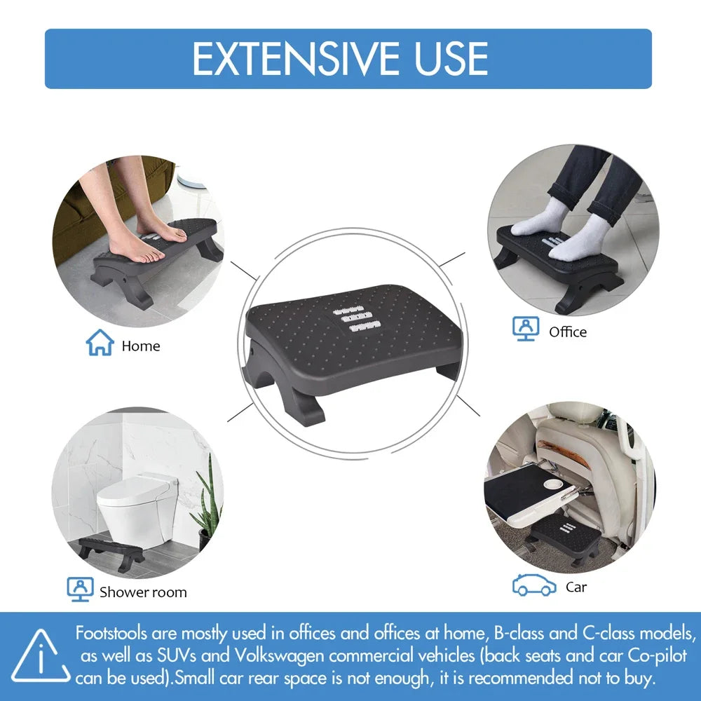 Ergonomic Under Desk Footrest With Massage Rollers For Office And Home