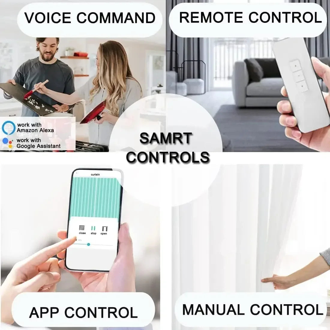 Celling Smart Curtains System Electric Track With Remote Control