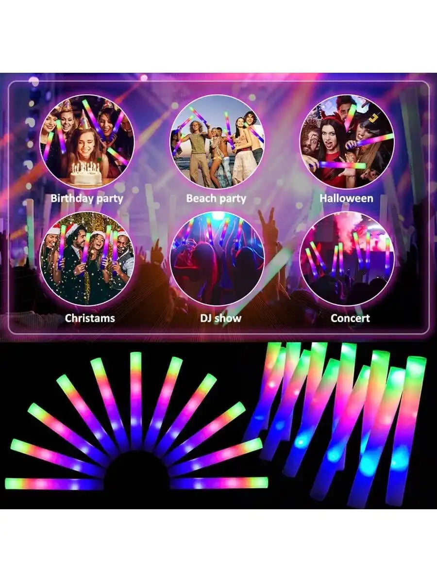 LED Foam Glow Sticks Flashing Event Party Favor Batons