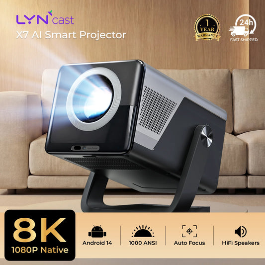 LynCast X7 Native 1080P Smart Projector Android 14