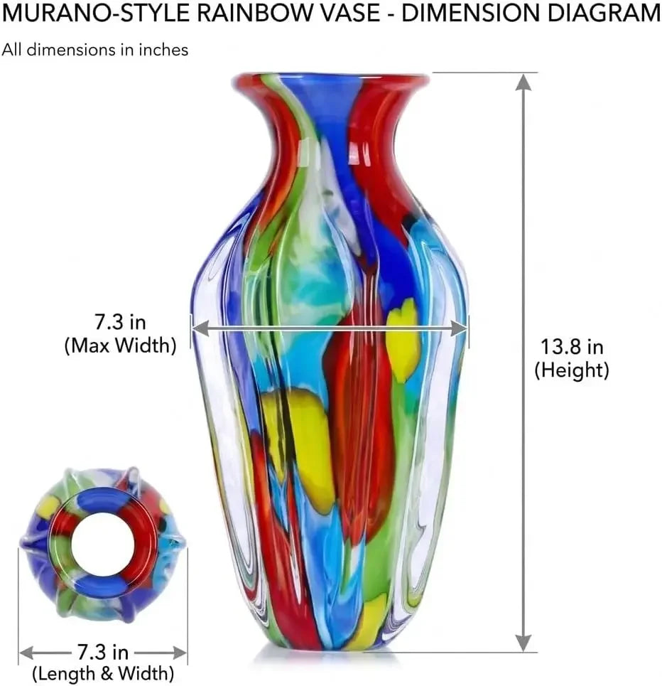 Hand Blown Glass Flower Vase Home Decor Accent Piece