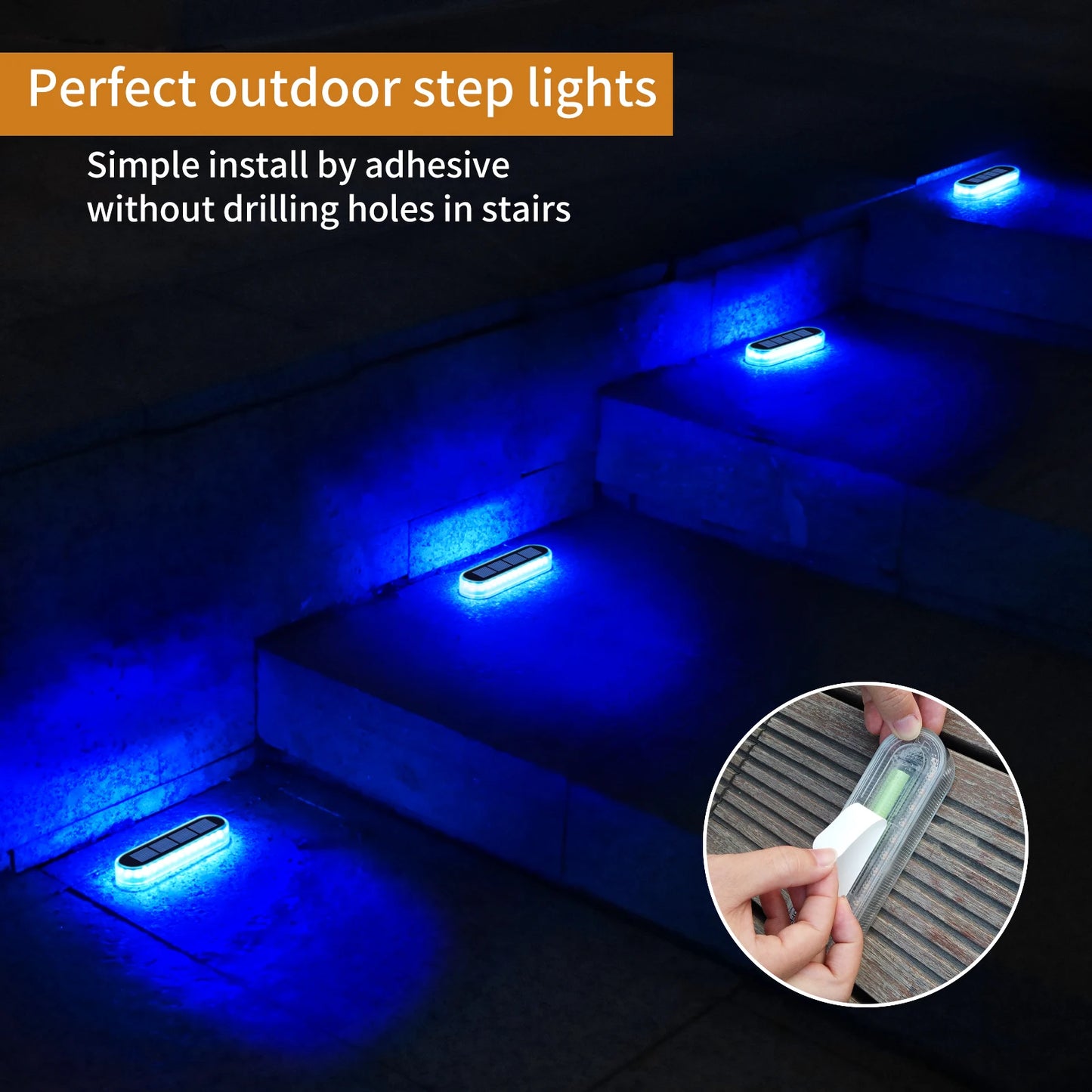 Solar LED Deck Lights 4 Pack Auto On Off Waterproof