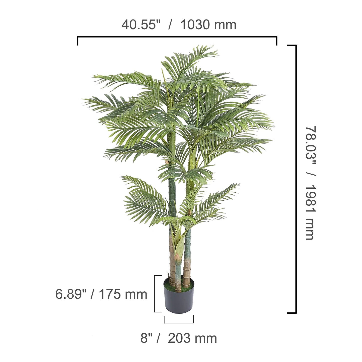 SucceBuy Artificial Palm Tree Faux Plant With Anti Tip Stability For Home