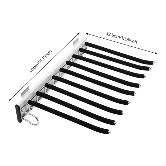 Bymaocar Pull Out 9 Rods Trousers Rack Retractable Wardrobe Organizer