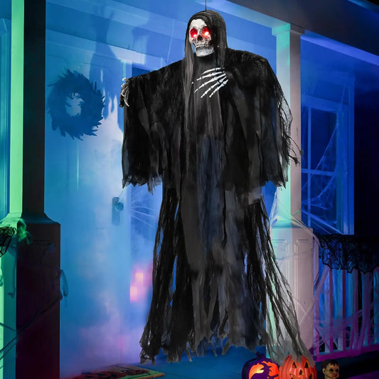 Joyfy Animated Grim Reaper Halloween Decoration Glowing Eyes Voice Control