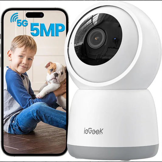 IEGEEK 5MP Indoor Security Camera 360° PTZ Two-Way Audio