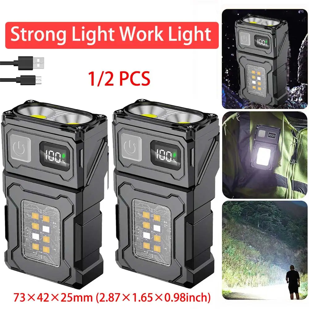 Half X USB Rechargeable LED Flashlight With Tail Magnet COB