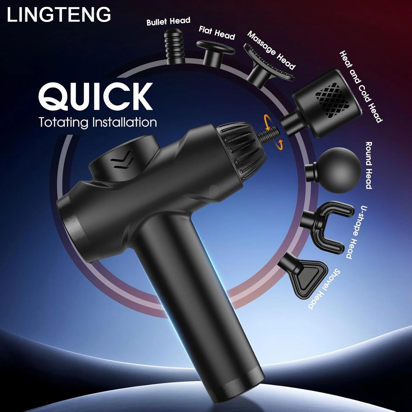 LINGTENG Massage Gun With Hot Cold Functions And 7 Heads