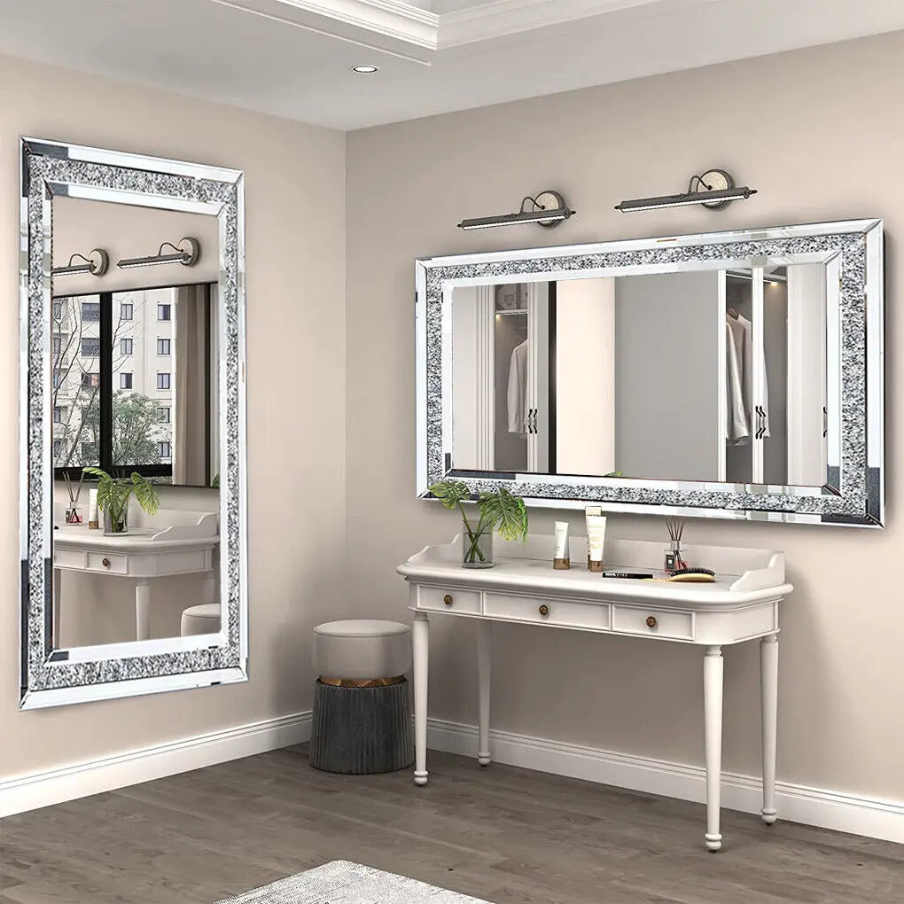 LUVODI Luxury Crystal Rhinestone Wall Vanity Mirror