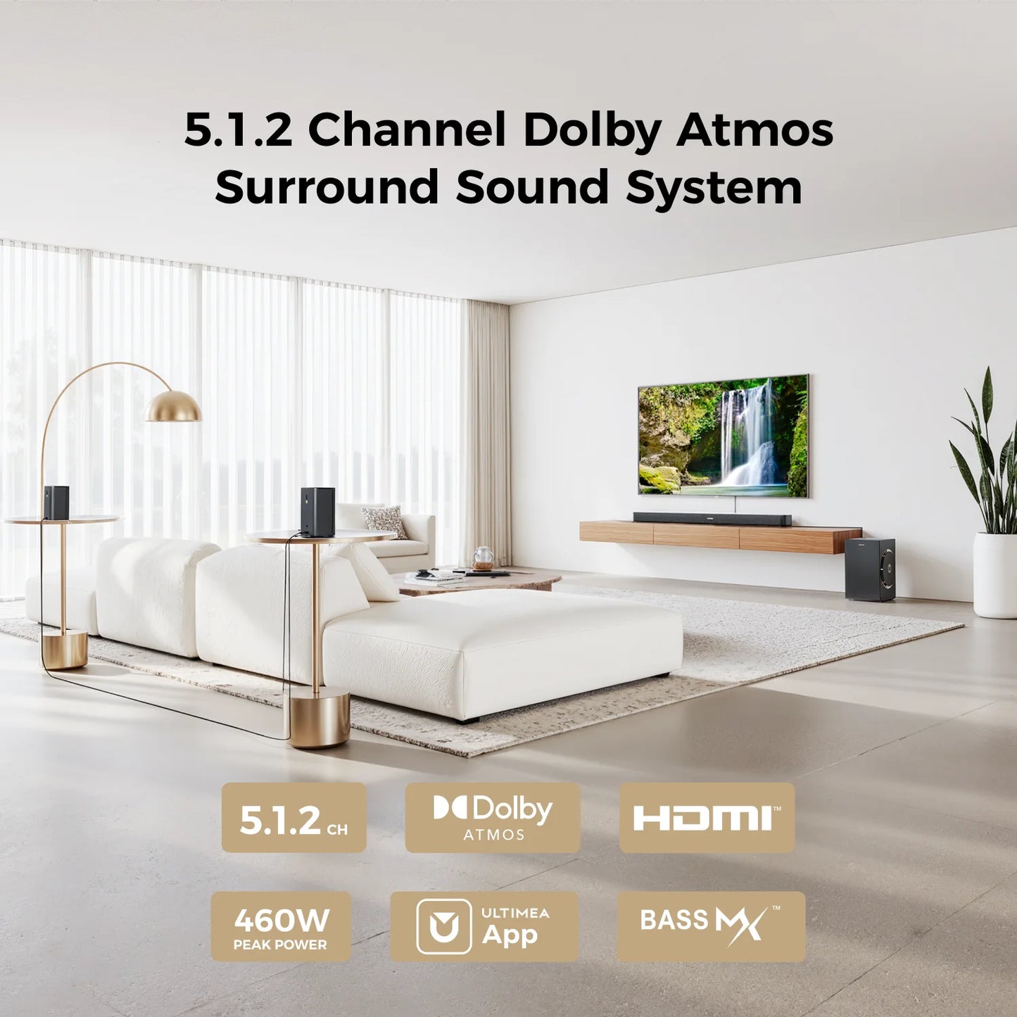 Ultimea 460W 5.1.2ch Dolby Atmos Sound Bar With Surround Speakers