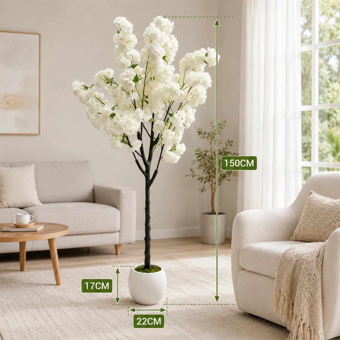 Studyset CN Cherry Blossom Tree Faux Silk Indoor Decor