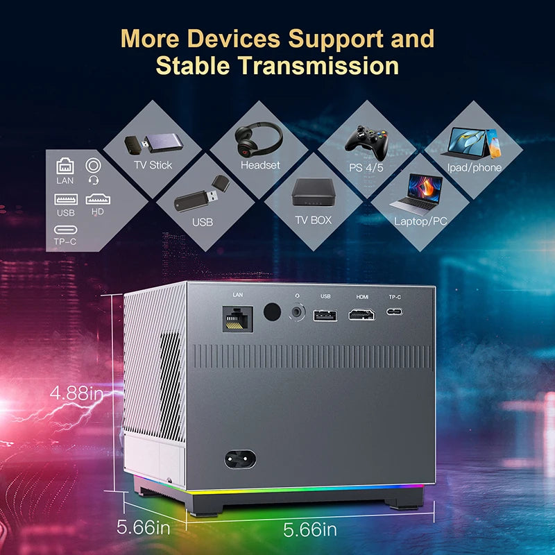 Xnano 300 ANSI Projector With WiFi 5G Bluetooth Voice Remote
