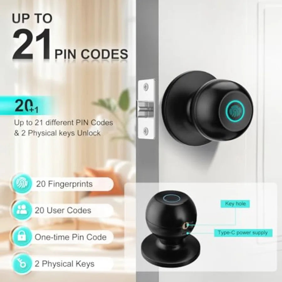 Fingerprint Door Lock With App Control And Biometric Keyless Entry