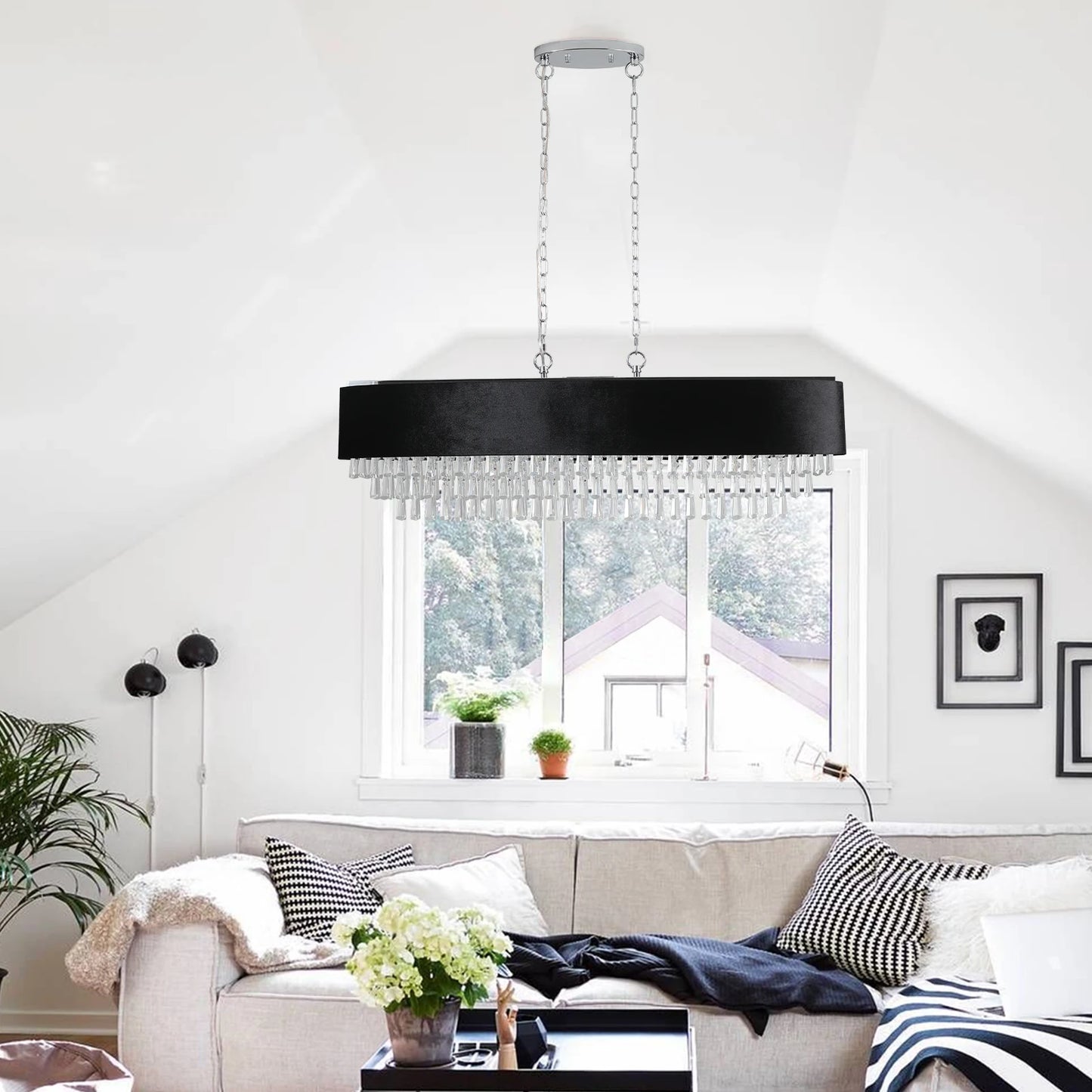 LONGREE Modern Crystal Chandelier Pendant Light for Dining Living Room