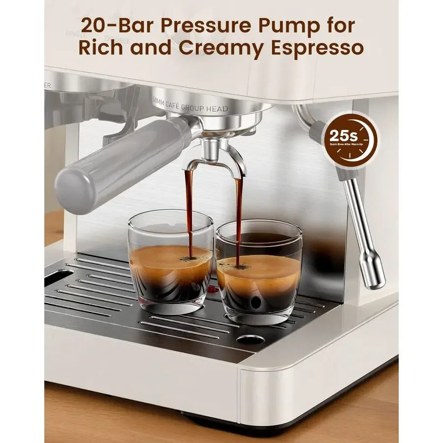XMSJ 20 Bar Espresso Machine With AntiClog Grinder And Frother