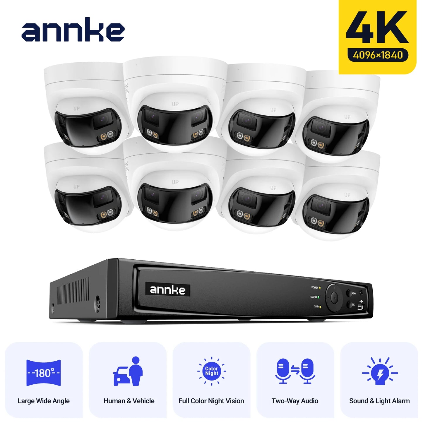 ANNKE 4K Security Camera System With 180 Degree Panoramic Lens