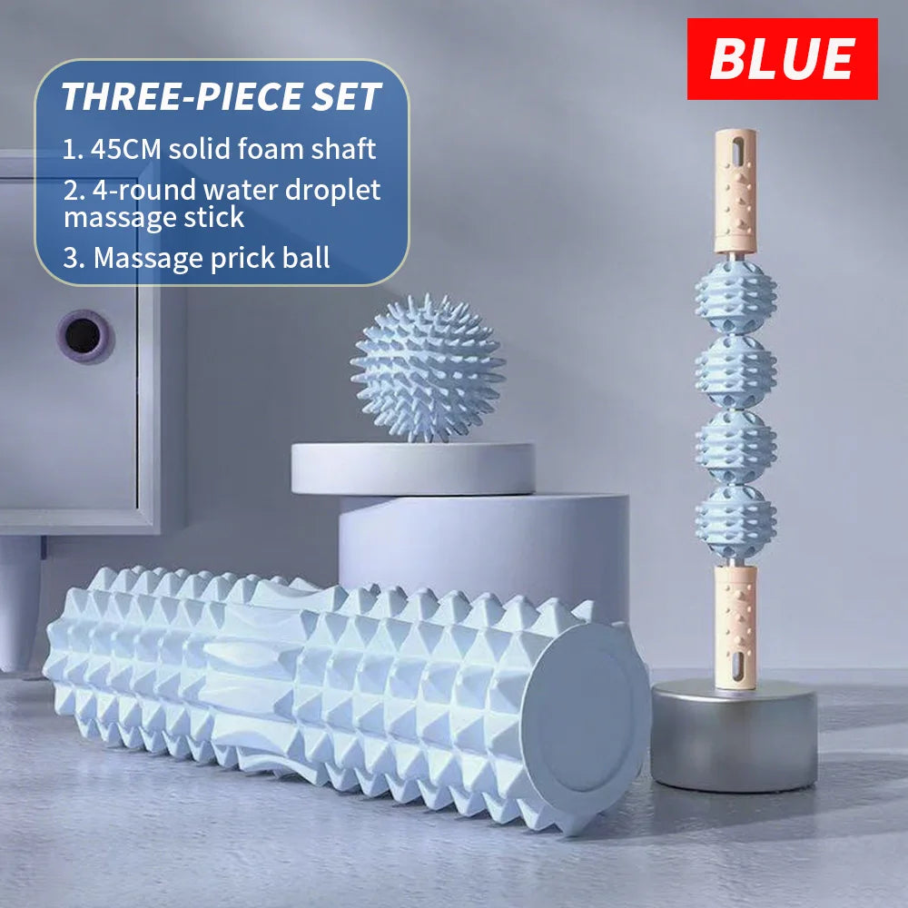 Three Piece Massage Set With Massage Ball And Foam Roller