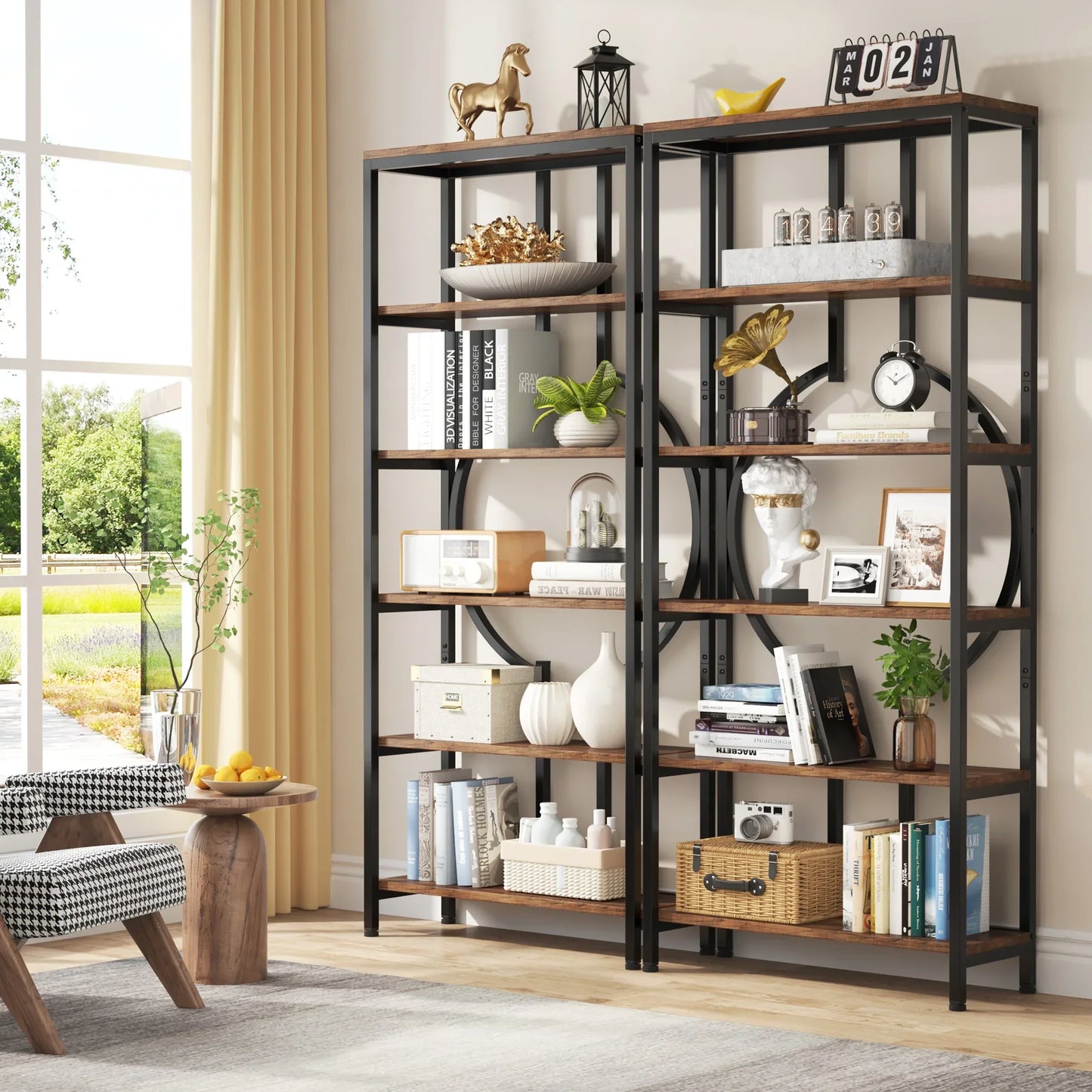 Tribesigns Industrial Bookshelf Tall 5 Tier Open Shelves Bookcase