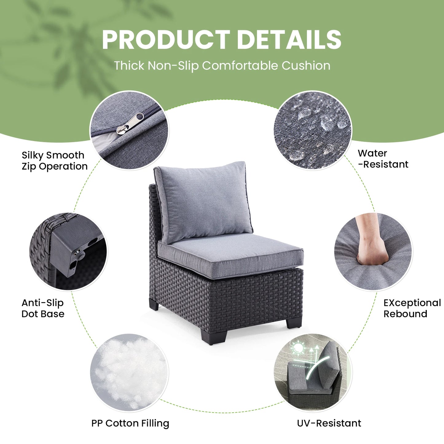 Patio Sectional Sofa Set Outdoor Furniture With Ottoman