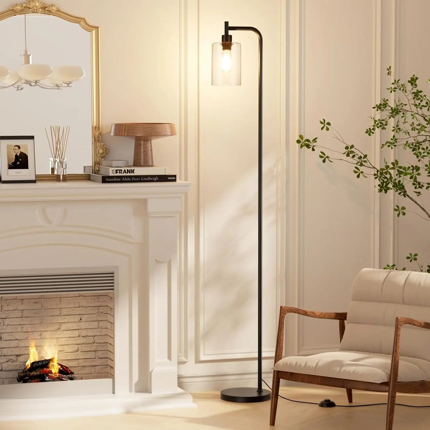 Industrial Floor Lamp With Glass Shade Led Bulb Pedal Switch